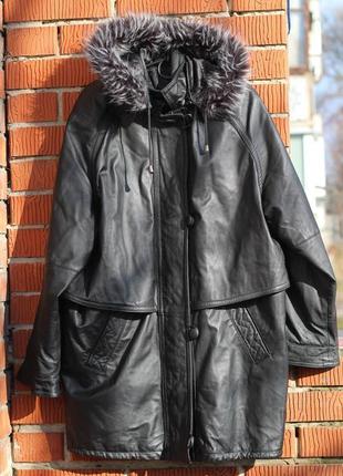 Оригінальна жіноча шкіряна куртка, плащ canda 52-54