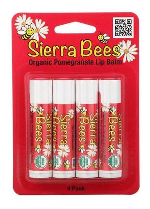 Sierra bees, органічні бальзами для губ, гранат, 4 штуки по 4,...