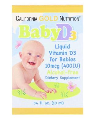 Вітамін д 3 для немовлят та дітей (vitamin d3) california gold...2 фото
