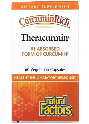 Natural factors, curcuminrich, theracurmin, куркумін, 60 капсул