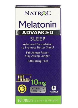 Natrol, мелатонін, покращений сон, повільне вивільнення, 10 мг...2 фото