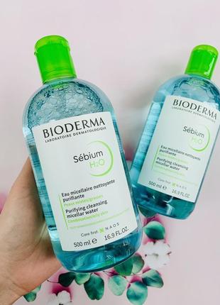 Bioderma sébium h2o, 500 мл дерматологічна міцелярна вода, тер...