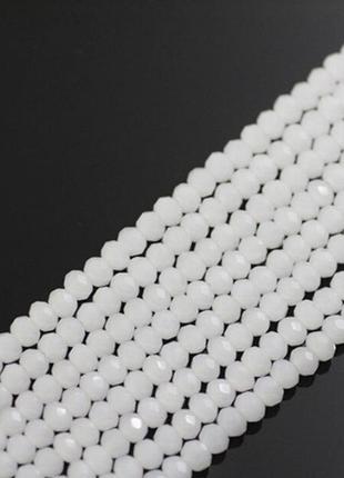 Намистини рондель finding cкло граненка кришталь білий матово-прозорий 8 мм в'язка 65 шт