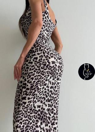 Платье макси тигровый узор7 фото