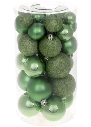 Набір ялинкових куль, колір - зелена омела, 40шт