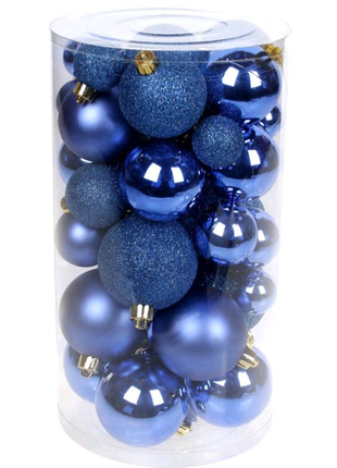 Набір ялинкових куль, колір - королівський синій, 40шт