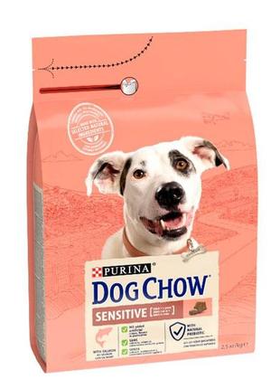 Dog chow sensitive adult 1+ сухой корм для собак с чувствительным пищеварением с лососем - 2,5 кг