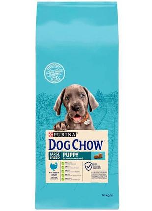 Dog chow puppy large breed puppy сухой корм для щенков крупных пород с индейкой, 14 кг - 14 кг