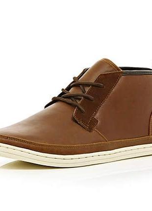 Ботинки , хайтопы , кроссовки  river island brown trainers high tops1 фото