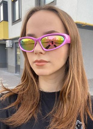 Солнцезащитные очки y2k | стильные солнцезащитные розовые очки с зеркальными линзами