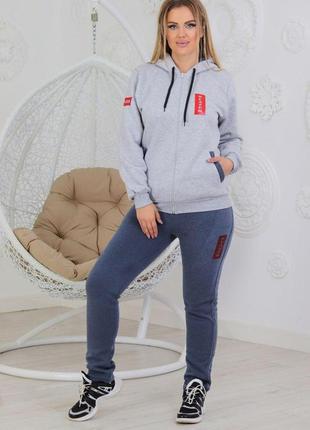 Теплый женский спортивный костюм из трикотажа (347)3 фото