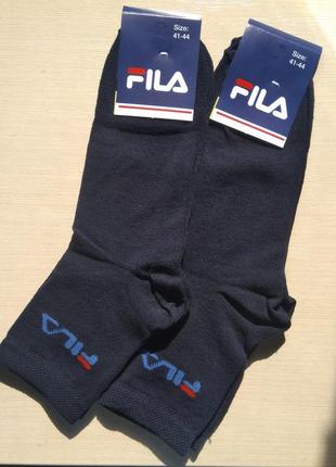 Чоловічі шкарпетки високі fila бавовна 41-44 темно-сині1 фото
