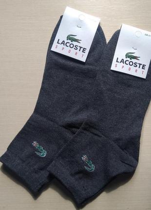 Чоловічі шкарпетки lacoste бавовна 41-44 темно-сірі