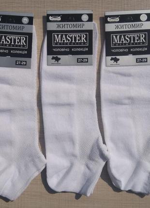 Чоловічі шкарпетки низькі master бавовна 27-29 білі