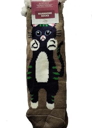 Жіночі термошкарпетки валянки корона на хутрі 36-41 з котами к...1 фото