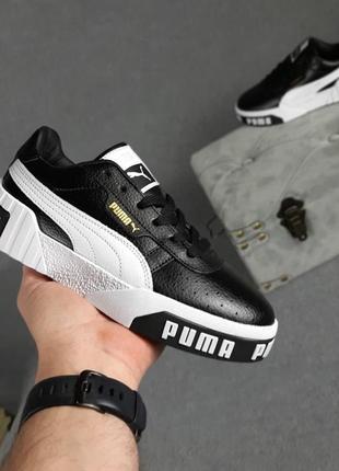 Жіночі кросівки | puma cali | чорні з білим | прес шкіра | маломірні, :389 фото