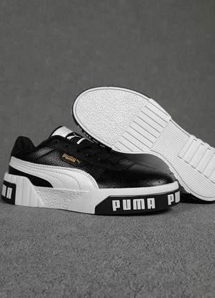 Жіночі кросівки | puma cali | чорні з білим | прес шкіра | маломірні, :387 фото
