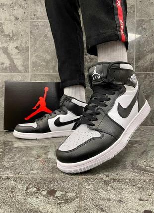 Кросівки nike air jordan 1 black / gray (шкіра)1 фото