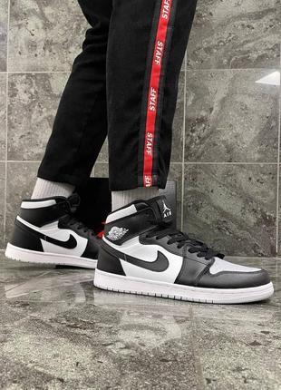 Кросівки nike air jordan 1 black / gray (шкіра)3 фото