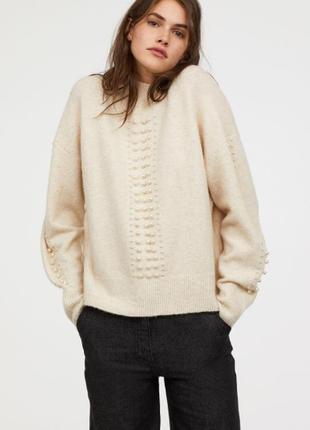 Шерстяной свитер с жемчугом6 фото