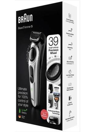 Машинка для стрижки волосся, тример для стрижки бороди та вусів braun beardtrimmer bt5260 + gillette1 фото