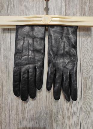 Жіночі чорні шкіряні рукавички marks & spencer1 фото