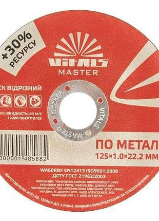 Диск отрезной по металлу vitals master 125×1,0×22,2 мм