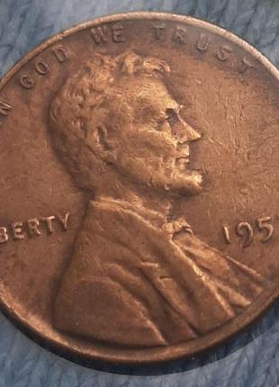 Монета сша 1 цент, 1953 года1 фото