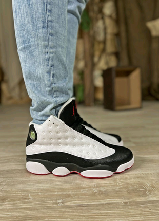 Nike air jordan 13 retro white/black5 фото