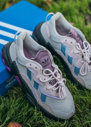 Кросівки adidas ozweego grey purple кросівки2 фото
