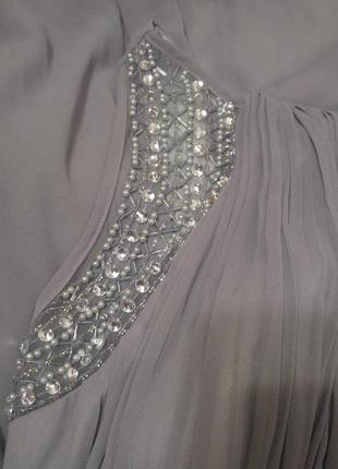 Роскошное нарядное платье шифон расшитое бисером, стразами, большой размер4 фото