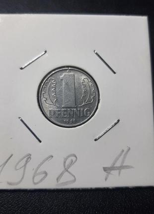 Монета германия - гдр 1 пфенниг, 1968 года2 фото