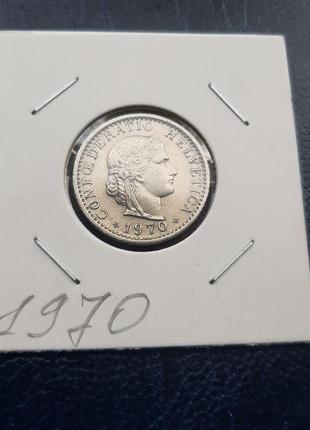 Монета швейцария 20 раппенов, 1970 года7 фото