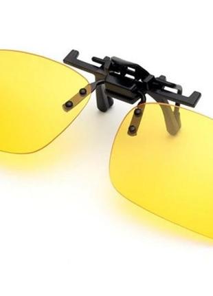 Накладка-кліпса на окуляри для водіїв (polaroid) колір жовтий ...2 фото