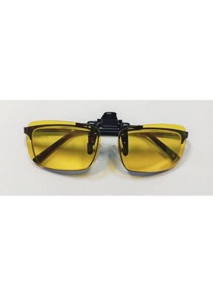 Накладка-кліпса на окуляри для водіїв (polaroid) колір жовтий ...3 фото