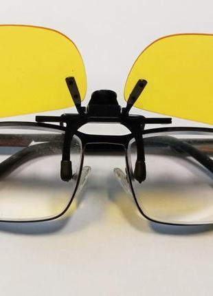 Накладка-кліпса на окуляри для водіїв (polaroid) колір жовтий ...6 фото