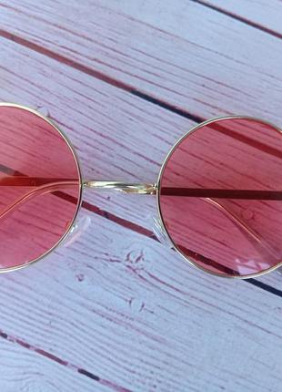 Окуляри молодіжні тішейди з круглими кольоровими лінзами рожеві1 фото