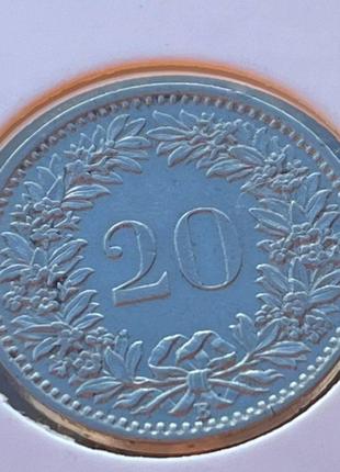 Монета швейцарія 20 раппен, 1909 року4 фото