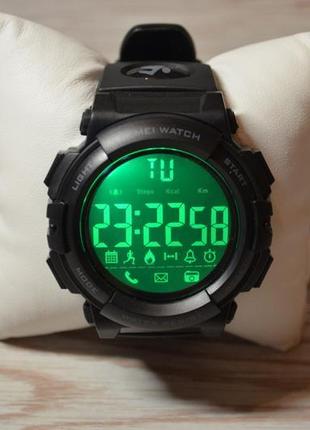 Чоловічий спортивний годинник skmei 1303 з крокоміром чорний6 фото