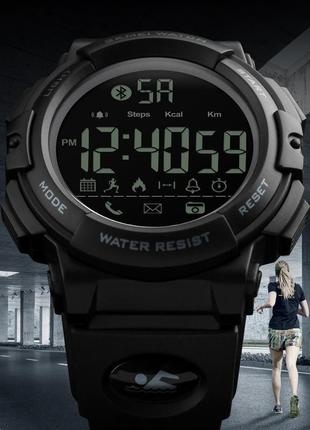 Чоловічий спортивний годинник skmei 1303 з крокоміром чорний9 фото