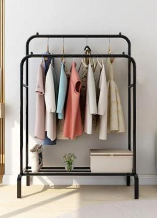 Підлогова подвійна стійка для одягу double floor hanger — чорн...2 фото