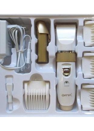 Машинка для стриження волосся geemy gm-6001 + акумулятор біла5 фото