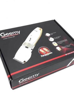 Машинка для стриження волосся geemy gm-6001 + акумулятор біла9 фото
