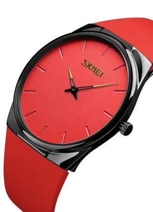 Наручний класичний годинник skmei 1601s червоний1 фото