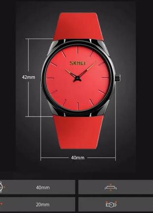 Наручний класичний годинник skmei 1601s червоний3 фото