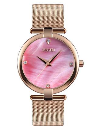 Класичний жіночий годинник skmei 9177 marble (рожеві)