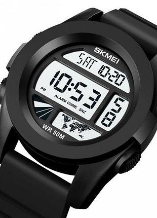 Тактичний водостійкий кварцовий годинник skmei world black