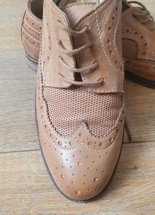 Качественные беж оригинал натуральные кожаные туфли/оксфорды/лоферы на шнурках 38 mark adam3 фото
