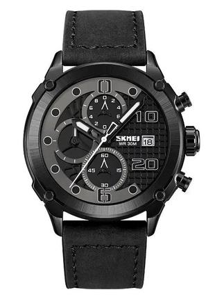 Класичний чоловічий годинник skmei 2051 (чорний)1 фото