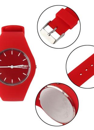 Жіночий оригінальний наручний годинник skmei 9068 rubber (черв...3 фото
